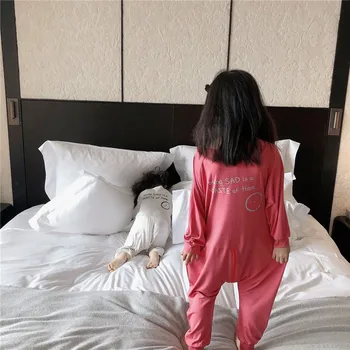 детская одежда весенне-летняя детская милая домашняя цельная пижама four seasons, спальный мешок с длинными рукавами, домашняя одежда Изображение