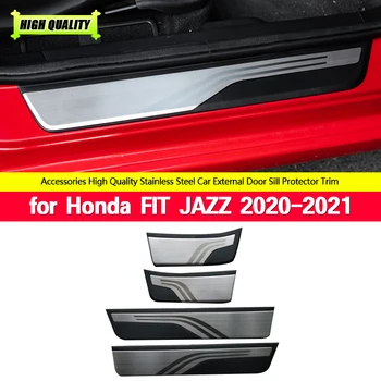 Для Honda FIT JAZZ 2020 2021 Накладка На Порог Автомобиля Приветственная Педаль Из Нержавеющей Стали Аксессуары Для Украшения Стайлинга Автомобилей 4 шт Изображение
