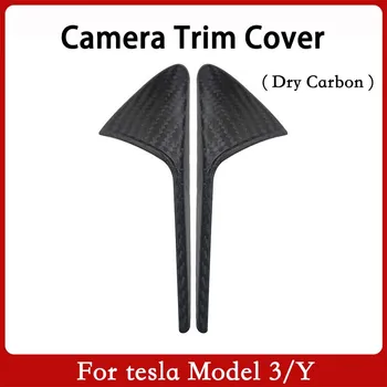 Для Tesla Модель 3 Y Аксессуары из сухого углеродного волокна Model3 2021 Боковые стандартные наклейки на листовую доску Боковая защитная крышка камеры Изображение