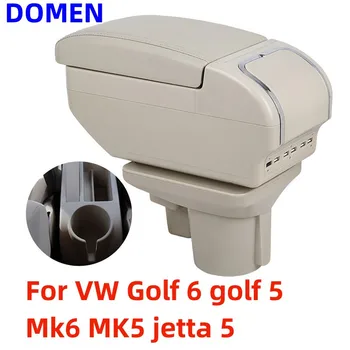 Для VW Golf 6 golf 5 Mk6 MK5 jetta 5 Коробка для Подлокотника Центральный Магазин Содержимого С Выдвижным Отверстием для Чашки Большое Пространство Двухслойный USB Изображение