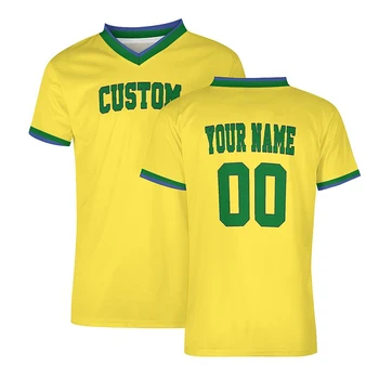 Желтый Мужской футбольный трикотаж, изготовленные на заказ футбольные футболки, сетчатая спортивная одежда для командной игры, одежда больших размеров, крутая быстросохнущая одежда для тренировок Изображение