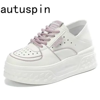 Женская обувь на платформе Autuspin 7 см, Летние повседневные Полые дышащие массивные кроссовки, Уличные модные Вулканизированные кроссовки, Размер 40 Изображение