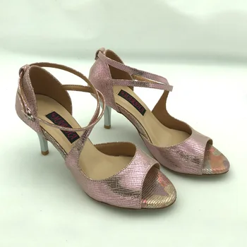 женские туфли для латиноамериканских танцев на каблуке 7,5 см, обувь для сальсы, практичная обувь, удобные туфли для латиноамериканских танцев MSL6291PCL на высоком каблуке в наличии Изображение