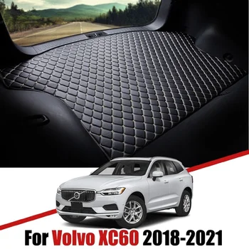 Изготовленные на заказ Кожаные коврики для багажника автомобиля Volvo XC60 2021 2020 2019 2018 GK, водонепроницаемые нескользящие вкладыши, грузовые аксессуары Изображение