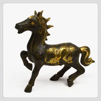 Изящные бронзовые украшения в виде дракона и Феникса, скульптуры лошади, украшения из чистой бронзы, золотая лошадь Изображение