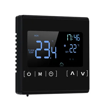 Интеллектуальный термостат для подогрева пола, мощный переключатель контроля температуры на сенсорном экране, регулятор температуры Изображение
