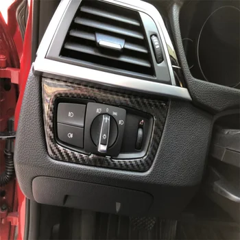 Карбоновое волокно для BMW F30 F34 Автомобильный стайлинг Кнопки включения фар Декоративная рамка Отделка приборной панели Внутренняя формовочная наклейка Изображение