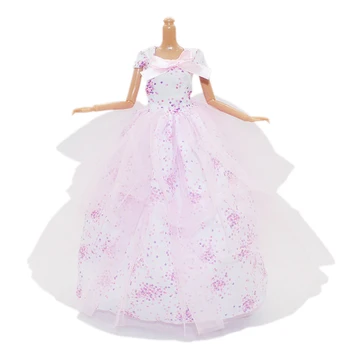 Кукольное платье Розовое свадебное платье с принтом, праздничный наряд принцессы, одежда для девочек, аксессуары для кукол, детская одежда 30 см, игрушка Изображение