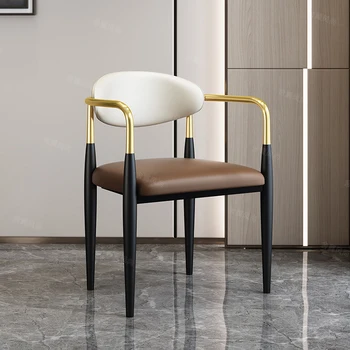 Легкий Роскошный обеденный стул, дизайнерская модель комода для комнаты с полудуговой спинкой, современная минималистичная мебель для гостиной Изображение