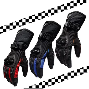 Мотоциклетные перчатки Мужские водонепроницаемые ветрозащитные зимние мото перчатки с сенсорным экраном Gant Moto Guantes Перчатки для езды на мотоцикле Изображение