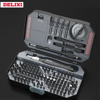 Набор отверток DELIXI 145 в 1, Прецизионные магнитные отвертки для ремонта мобильных телефонов, набор ручных инструментов Изображение