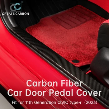 Накладка на Педаль Двери Автомобиля из Углеродного Волокна, Подходящая для 11-го поколения Civic Type R FL5 Typer, Накладка На Порог, Накладка на Полосу Дверных Панелей Изображение