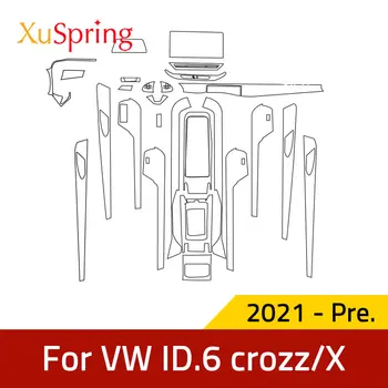 Наклейка Для Покрытия салона автомобиля VW ID.6 ID6 CROZZ X 2021 2022 2023 Отделка Яркая Ремонтная Мембрана Защитная пленка Из ТПУ Для Укладки Изображение