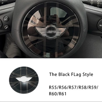 Наклейка на Центральную панель Рулевого колеса с Черным Флагом Для MINI Cooper One R55 R56 R57 R58 R59 R60 R61, Аксессуары Для стайлинга автомобилей Изображение