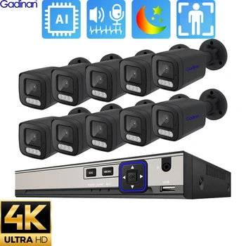 Новая Система Видеонаблюдения 4K 8MP Двухсторонний Аудио Динамик CCTV POE NVR AI Цветная Ночная Домашняя Камера Видеонаблюдения Наружный Комплект Изображение