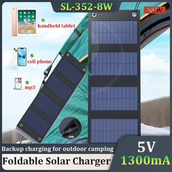 Новая Фотоэлектрическая панель из монокристаллического кремния Мощностью 5 В 8 Вт, Складная Солнечная зарядная плата, Небольшая Зарядная плата, Портативный Кемпинг на открытом воздухе Изображение