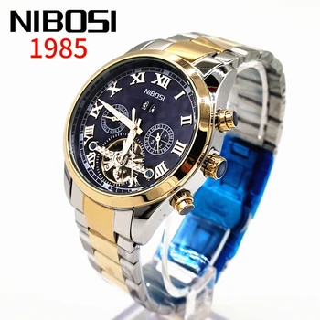 Новые Механические часы NIBOSI Мужские Лидирующий Бренд Tourbillon Модные Водонепроницаемые Автоматические Мужские Часы Из Нержавеющей Стали Reloj Hombre Изображение