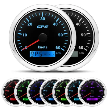 Новый GPS Спидометр 7 Цветов Подсветки Мотоцикл Автомобиль Лодка Измеритель скорости 60 км/ч 30 узлов 120 миль/ч Спидометры С GPS Датчиком Изображение
