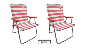 Новый стандартный складной походный стул (2 упаковки) КРАСНЫЙ/БЕЛЫЙ Изображение