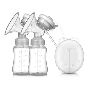 Новый электрический двойной молокоотсос USB без содержания бисфенола А молокоотсосы для грудного вскармливания детей с прокладками для кормления и подарочным набором для хранения грудного молока Изображение