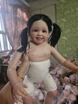 Ограниченная поставка FBBD 32-дюймовая кукла-Реборн Шанти с черными волосами ручной работы, уже готовая кукла без платья Изображение