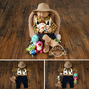 Одежда для фотосъемки новорожденных, Ковбойский костюм с рисунком Шерифа, одежда для мальчиков, Шляпа, Сапоги, Аксессуары для кукольной студии, Костюм для фотосессии Изображение