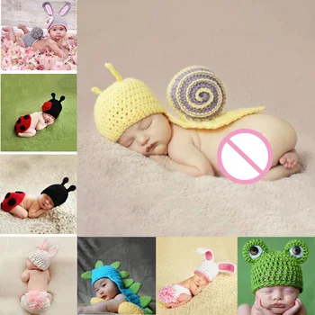 Одежда для фотосъемки новорожденных, Милый кролик, вязаная крючком фотография, Шляпа с цветами, сувениры для роста новорожденных, реквизит для костюмов Изображение