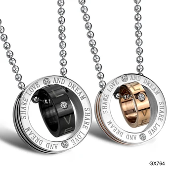 Ожерелье для корейской пары, титановые ожерелья, подвески, милые ожерелья для пар, подходящие ожерелья для пар GX764 Изображение