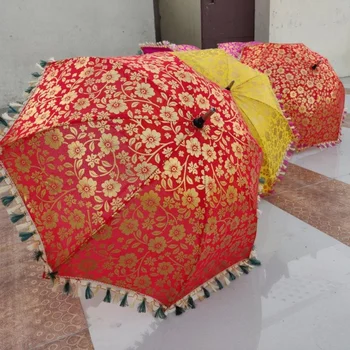 Оптовая партия из 5 шт., многослойный индийский свадебный зонт, винтажные зонты от Солнца, зонт ручной работы, индийское украшение для дома Изображение