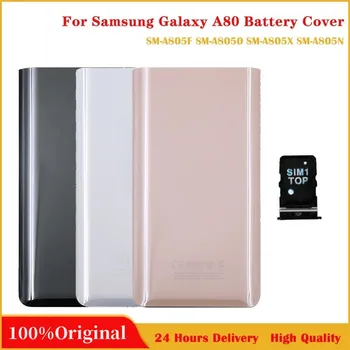Оригинальная новинка Для Samsung Galaxy A80 A805 SM-A8050, задняя крышка батарейного отсека, стеклянная дверца, задняя крышка корпуса, замена крышки с логотипом Изображение