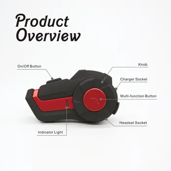 Переговорное устройство Мотоциклетные колонки с Bluetooth Мотоциклетный шлем Интерком-Коммуникатор Беспроводная Bluetooth-гарнитура для 2 человек Изображение