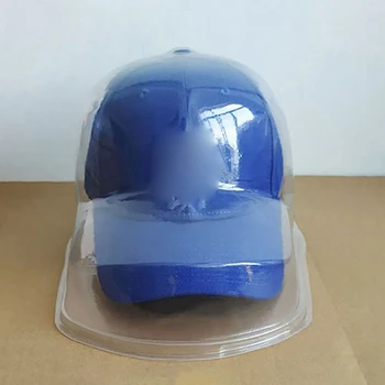 Переносные бейсболки для хранения в чехле, прозрачная коробка для хранения, двухслойная защита шляпы, пылезащитный держатель Изображение