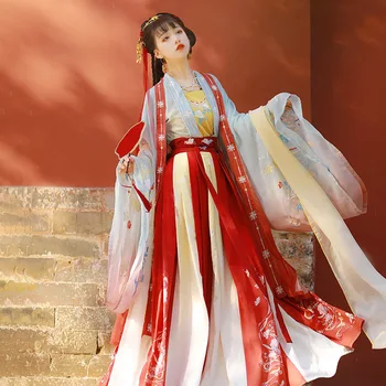 Платье Hanfu В китайском стиле, Женское Красное Элегантное Платье Hanfu, китайская Древняя и традиционная одежда, Костюмы для народных танцев Изображение