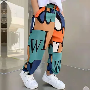 Повседневные брюки с принтом для мальчиков, Джинсы, Летние Дизайнерские спортивные брюки Vaqueros с принтом в стиле граффити, Тонкая Детская короткая одежда для подростков от 2 до 12 лет Изображение