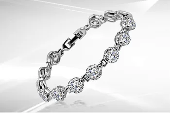 Подлинная ручная цепочка S925 для женщин из стерлингового серебра 925 пробы, белое позолоченное ювелирное изделие высшего качества Изображение
