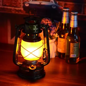 Портативный винтажный светодиодный светильник, перезаряжаемый фонарь, ретро домашний бар, украшающий светильник, уличная лампа для кемпинга, лампа для кемпинга, уличный прожектор Изображение