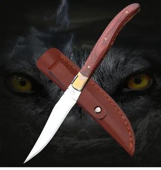 Портативный Охотничий Фиксированный нож с лезвием из нержавеющей стали 440, деревянная ручка, Походные Рыболовные Ножи, острый инструмент для выживания, подарки Изображение
