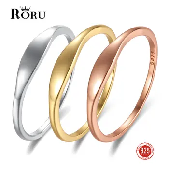 Простое плоское серебряное кольцо RORU 925 глянцевая гравировка, 3 цвета, изготовление ювелирных изделий своими руками для женщин, мужчин, мам, друзей, подарки на день рождения Изображение