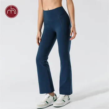 Расклешенные Женские Тренировочные штаны для йоги, Высокая талия, Повседневные широкие леггинсы для фитнеса, Спортивный зал, уличные лосины для бега, танцевальные колготки Изображение