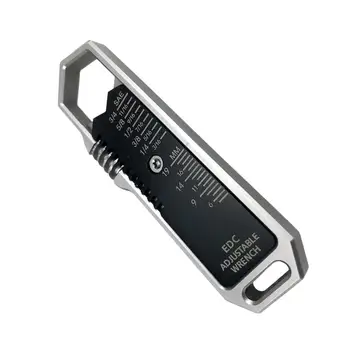 Регулируемый мини-гаечный ключ, гибкий, со шкалой SAE, мультитул, Портативный мини-гаечный ключ для отвертки, брелок для ключей, открытый Изображение