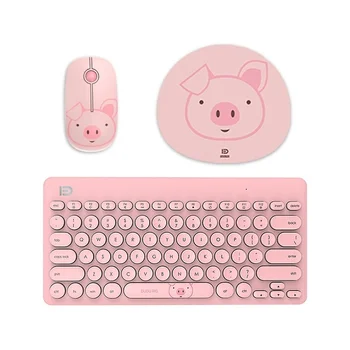 Розовый набор беспроводной клавиатуры и мыши 2,4 G Оптическая игровая USB Клавиатура Мышь Комбо Немой Офисный ноутбук Клавиатура Мыши Комплект для Apple Изображение