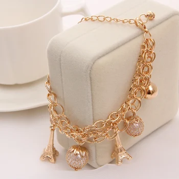 Романтичный позолоченный браслет-цепочка MINHIN Girl с Крупным Жемчужным украшением, браслет для женщин, Изящный свадебный аксессуар Изображение