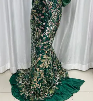 Роскошная Африканская Кружевная ткань с пайетками Высокого Качества 2023, Вышивка из тяжелого бисера, Французский Тюль, Кружевное Нигерийское Свадебное платье Изображение