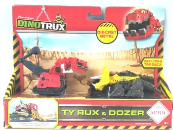 С оригинальной коробкой Dinotrux Динозавр Грузовик Съемный динозавр Игрушечный автомобиль Мини модели Детские подарки Модели динозавров Изображение