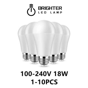 Светодиодная лампа высокой мощности A60 AC120V AC220V E27 B22 18W 100LM/W 3000 K/4000 K/6000 K супер яркий теплый белый свет для домашнего освещения торгового центра Изображение