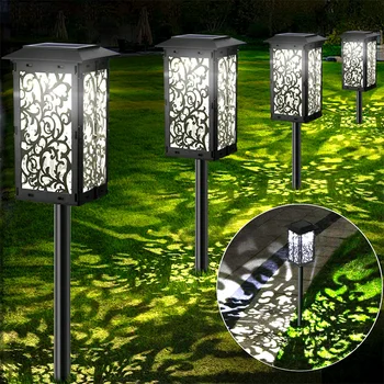 Солнечные фонари складные ландшафтные садовые лампы светодиодные наружные водонепроницаемые дорожки для украшения декоративного пола светодиодное освещение Изображение