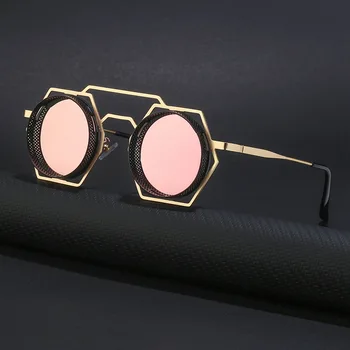 Солнцезащитные очки в стиле Стимпанк, Женские Металлические Круглые Летние Очки, Брендовые Дизайнерские Винтажные Солнцезащитные Очки Высокого Качества Oculos De Sol Изображение