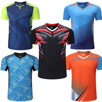 спортивная футболка, рубашки для бадминтона, Мужская футболка для тренировок, теннисные рубашки, Мужская футболка для настольного тенниса, быстросохнущие футболки для фитнеса Изображение
