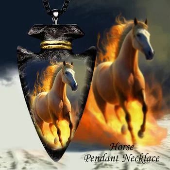 Стильная наклейка в стиле хип-хоп с изображением животного, нарисованного лошадью, геометрический треугольный кулон для ожерелья Изображение