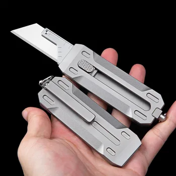 Титановый карманный нож Express Box Универсальный нож для резки бумаги EDC Снаряжение для выживания в кемпинге Туристический Походный нож Изображение